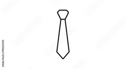Simple Black Outline Icon of a Necktie