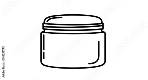 Simple Line Art Icon of a Jar with Lid, Isolated on White Background