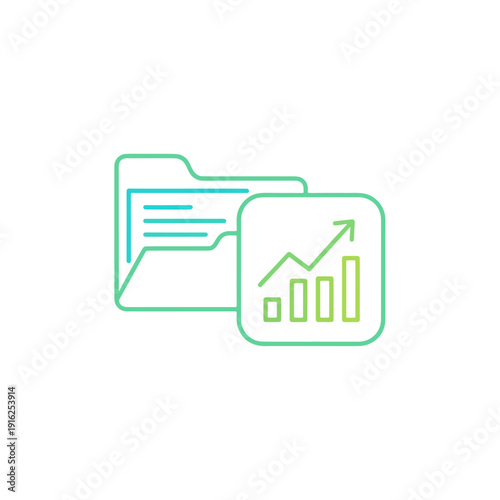 Folder icon with financial data chart for document management and business report storage.