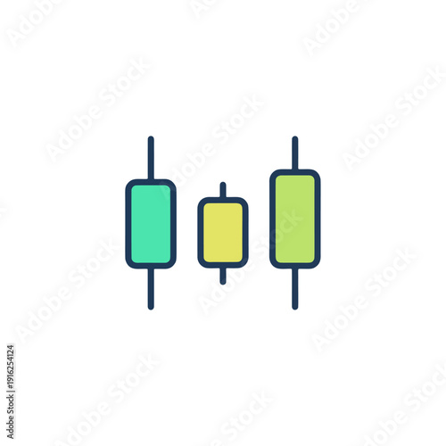 Candlestick trading chart icon for stock market analysis and cryptocurrency investment.