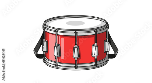 Red Snare Drum with Strap, Percussion Instrument, Musical Equipment, Studio Shot
