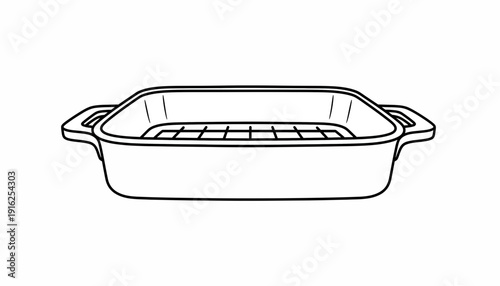 Roasting Pan with Rack Line Art Illustration