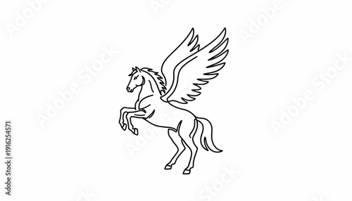 Pegasus Mythical Winged Horse Line Art Illustration