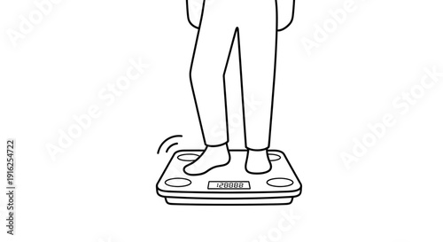 Person standing on digital scale, weighing body weight, health and fitness concept