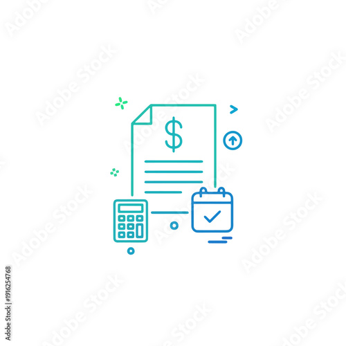 Tax accounting icon with document, dollar sign and calculator for financial auditing.