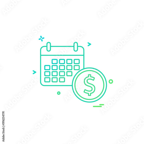 Financial calendar icon with dollar coin for scheduled payments and investment planning.