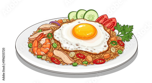 Elegant Nasi Goreng with Fried Egg on Top