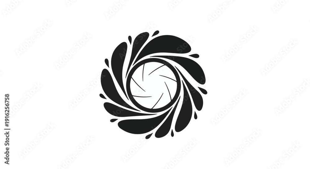Fototapeta premium Abstract circular design resembling a camera aperture with organic petal shapes