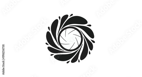 Abstract circular design resembling a camera aperture with organic petal shapes