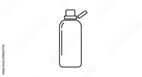Open Bottle Icon, Simple Line Art Illustration of a Plastic Container with Cap
