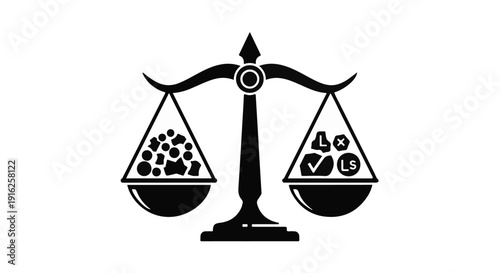 Golden scales of justice symbol balancing money and equality vector illustration