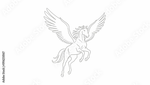 Mythical Pegasus Horse Flying with Wings Spread Out