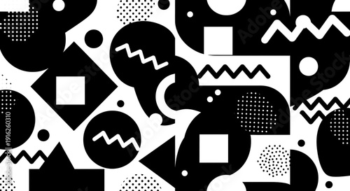 Black and White Geometric Pattern Design.