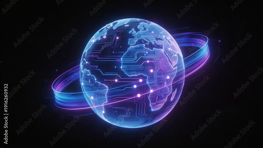 Obraz premium Digital globe with circuit patterns