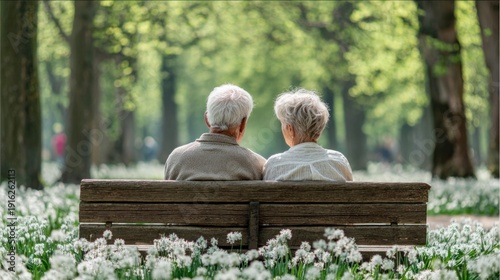 Senior couple enjoying a peaceful moment together on a park bench