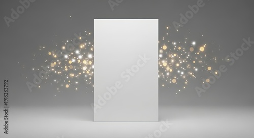 Wallpaper Mural Vertical white board mockup with golden bokeh particles and sparkles Torontodigital.ca