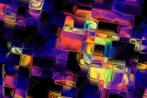 Wallpaper Mural Colorful spectrum shiny chrome liquid glass blocks. Geometric abstract 3D background. Torontodigital.ca