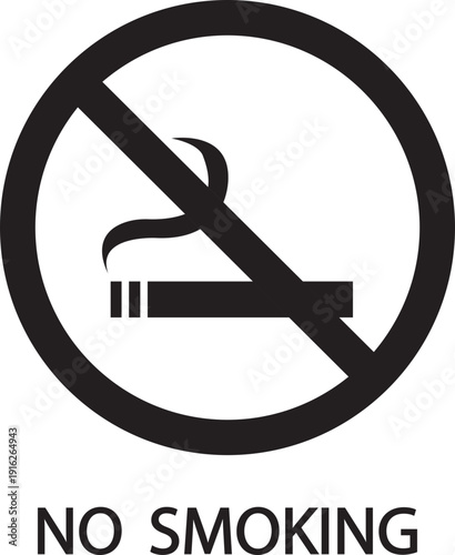 No smoking vector icon cigarette prohibition sign silhouette and outline safety symbol isolated on transparent background for public area design