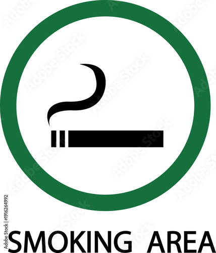 Smoking area vector icon cigarette permission sign silhouette and outline public zone symbol isolated on transparent background for place design