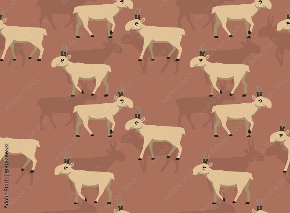 Fototapeta premium Saiga Antelope Moving Seamless Background Wallpaper Pattern