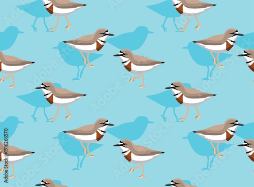 Double-Banded Plover Bird Moving Seamless Background Wallpaper Pattern