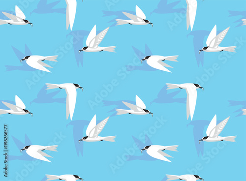 White-Fronted Tern Bird Moving Seamless Background Wallpaper Pattern