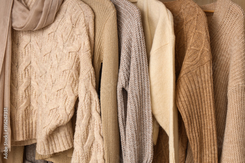 Knitted sweaters as backgro...