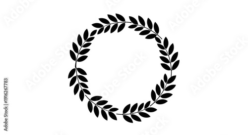 Sophisticated leaf circle frame in minimalist monochrome design creating an elegant style