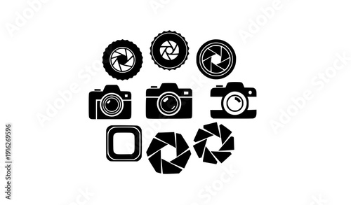 Geometric Camera Logo Icon Set Modern Photography Vector Collection on White