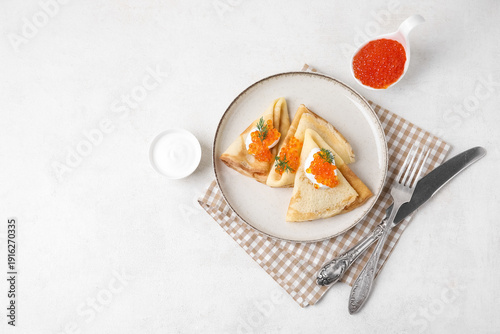 Plate with delicious pancak...