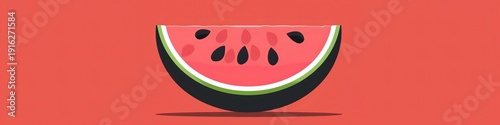 A clean vector icon of a juicy watermelon wedge with dark seeds, centered on a solid background.