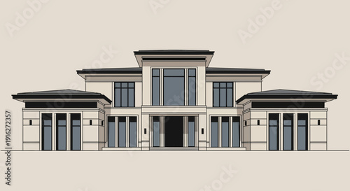 Modern Luxury Mansion Facade, Contemporary Architecture Design