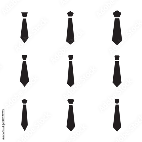 Necktie icon set with various tie designs for business and formal fashion