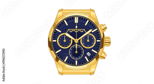 Luxury Gold Chronograph Watch with Blue Dial
