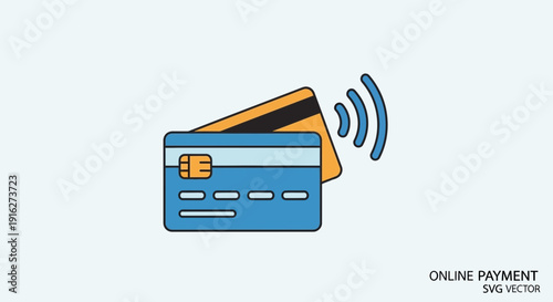 Contactless Payment Credit Card Icon with Wifi Signal