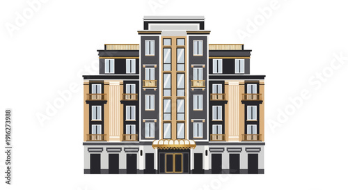 Modern Luxury Apartment Building Facade with Balconies
