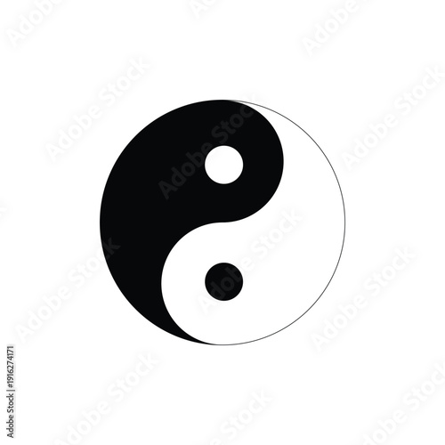 Classic black and white Yin Yang symbol, representing balance, harmony, and the duality of the universe.