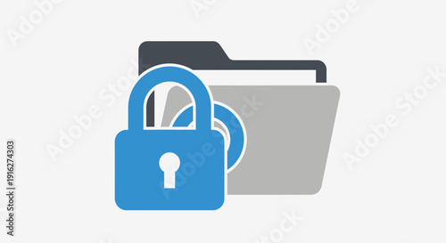 Secure Folder Icon with Padlock - Data Protection Concept