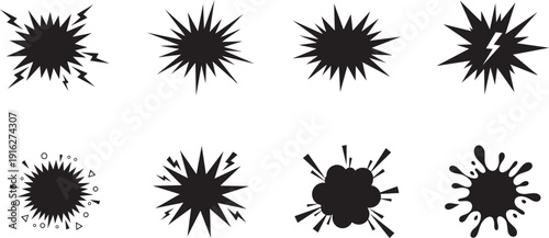 Set of black ink blots and splashes as a decorative vector art illustration