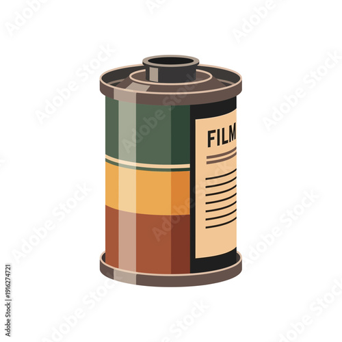 Film roll canister isolated on white background