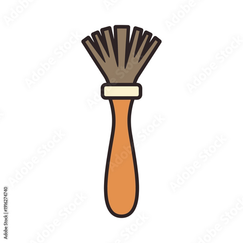 Illustration of a shaving brush with wooden handle