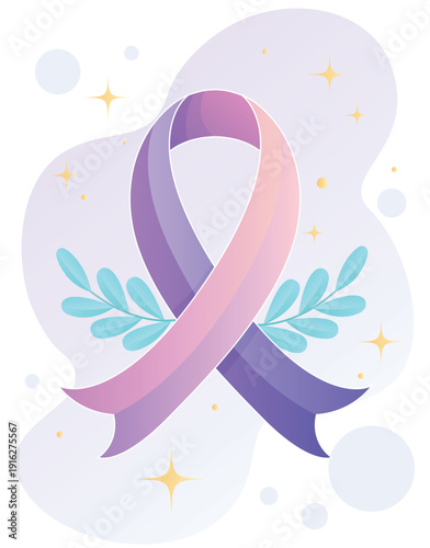 Purple and pink awareness ribbon background