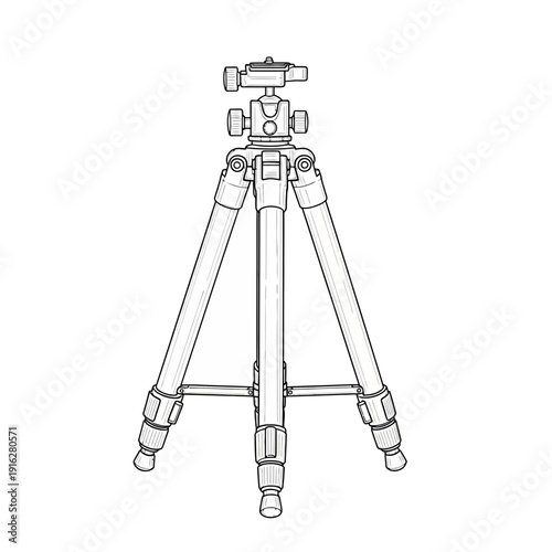 Camera tripod sketch illustration