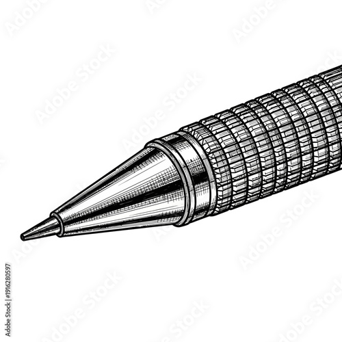 Close-up of a mechanical pencil tip with textured grip