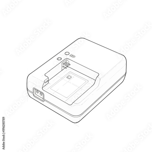 Modern wireless charging pad outline, clean design, isolated on white