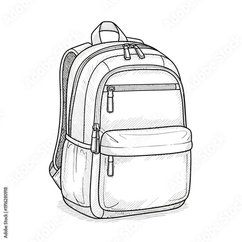 School Backpack Sketch - Hand-drawn Illustration