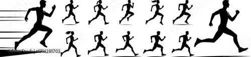 Running Poses Silhouette with Motion Effect
