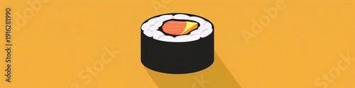 A vector icon of a fresh sushi roll with vibrant colors, centered on a solid background.