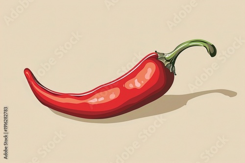A vector icon of a juicy red chili pepper with a green stem, placed on a solid background.