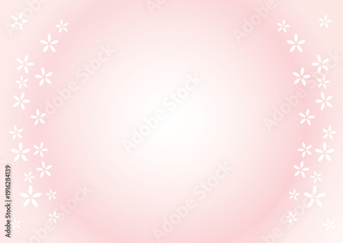 淡い背景に桜をあしらったフレームデザイン（ベクター ピンク春 桜 植物 あしらい）：02桜フレーム_ピンク_横